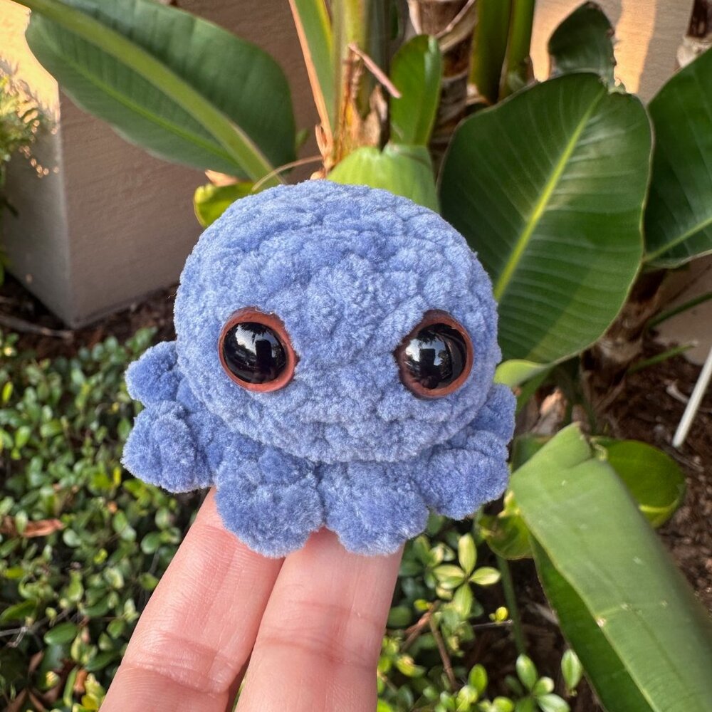 Crochet Baby Octopus Figurine, Country Blue Plush Octopus Baby , Amigurumi Plush